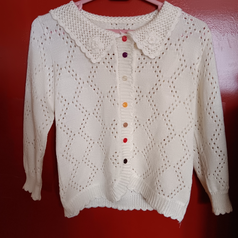 Elegant Cream Button-Up Women's Sweater